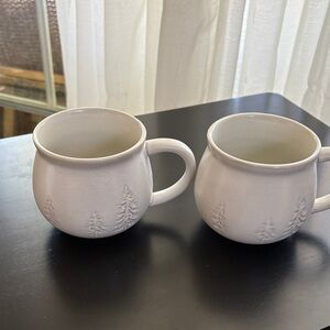 Hearth & Hand White Mugs with Tree Motif